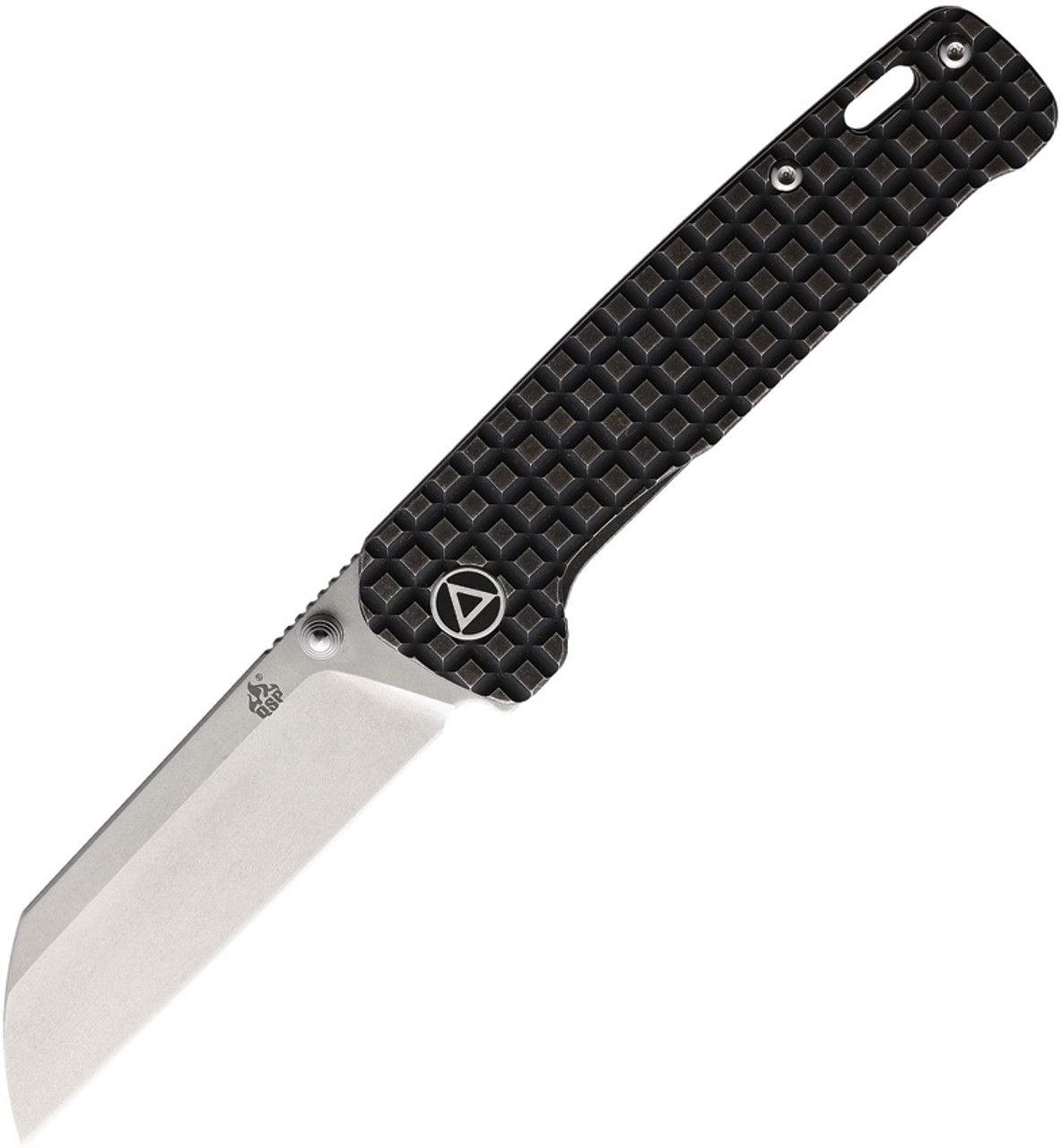 QSP Knife Penguin (QS130NFRG) 3" 154CM Stonewashed Sheepsfoot Plain Blade, Black Titanium Handle