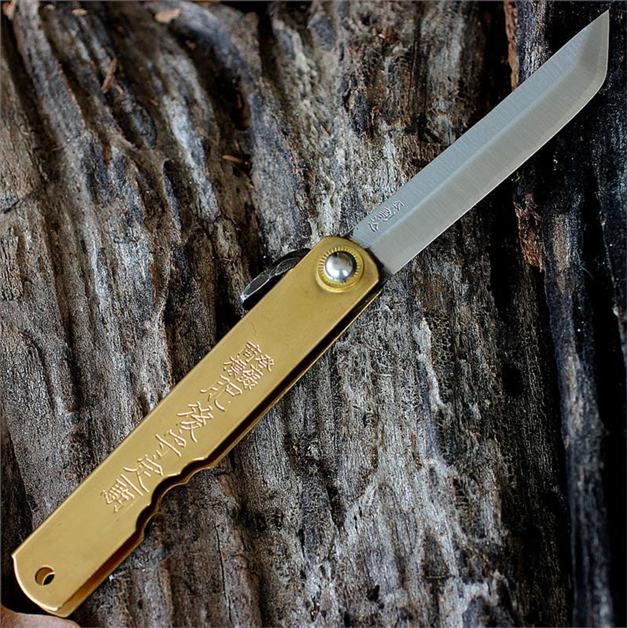 Higonokami Tanto style 3 in. steel blade, Brass Handles