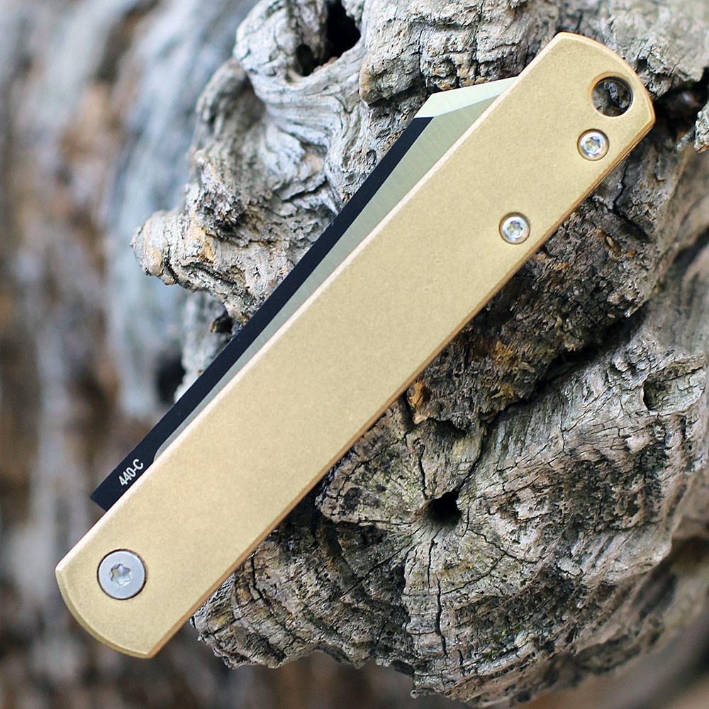Boker Plus Zenshin 42 Friction Folder - Brass (3" 440C Two-Tone) 01BO369