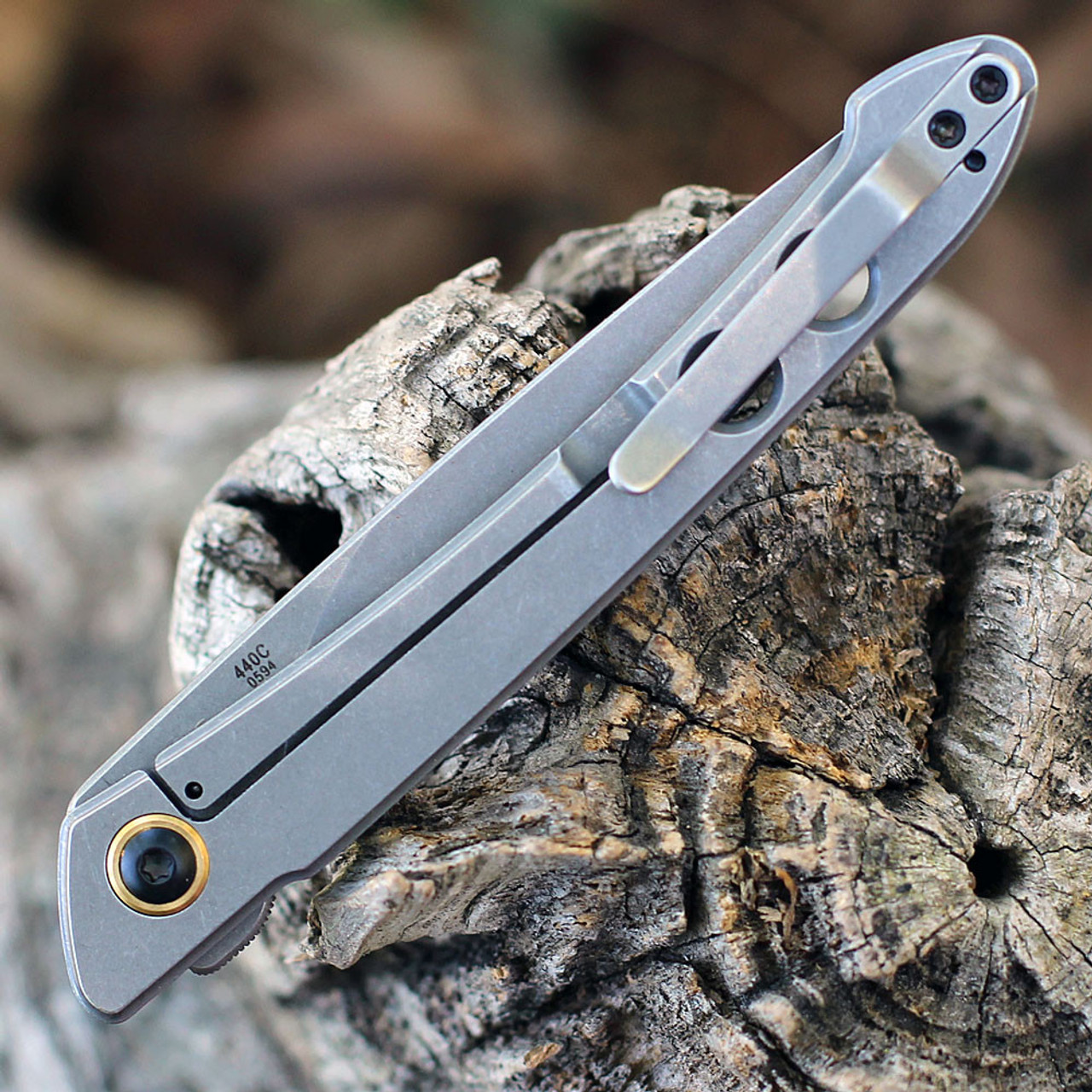 Boker Plus Urban Spillo (01BO469) 2.99" 440C Stonewashed Spear Point Plain Blade, Stonewashed Stainless Steel Handle