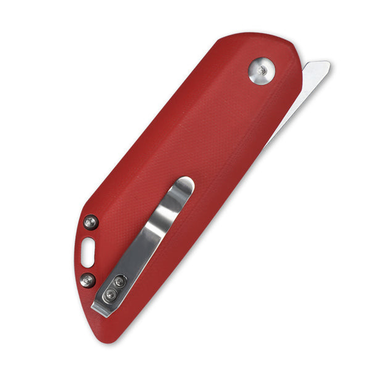 Kizer Comfort (V4559C1) 3.27" 154CM Stonewashed Straight Back Plain Blade, Red G-10 Handle