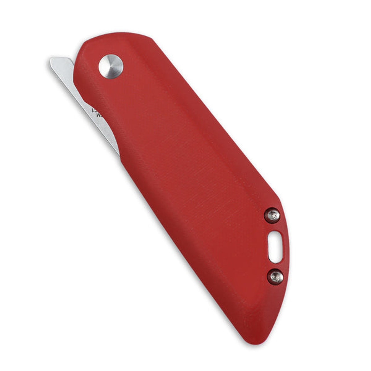 Kizer Comfort (V4559C1) 3.27" 154CM Stonewashed Straight Back Plain Blade, Red G-10 Handle