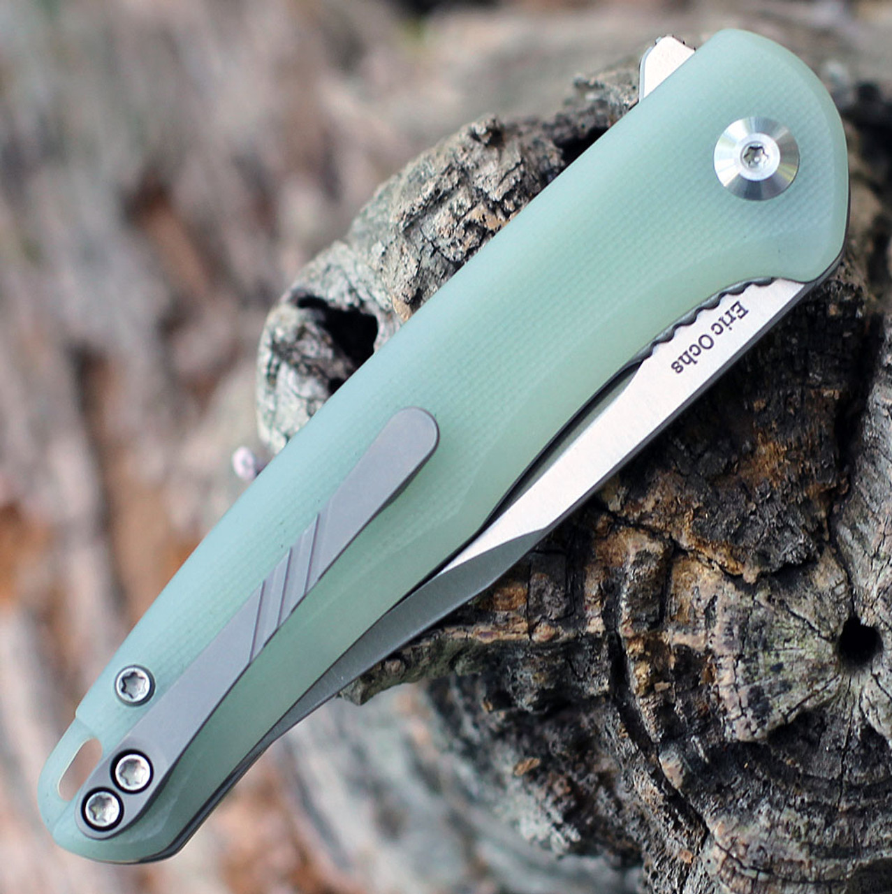 CIVIVI Mini Sandbar Folding Knife (C20011-2)-2.95" Satin Nito-V Clip Point Blade, Jade G-10 Handle