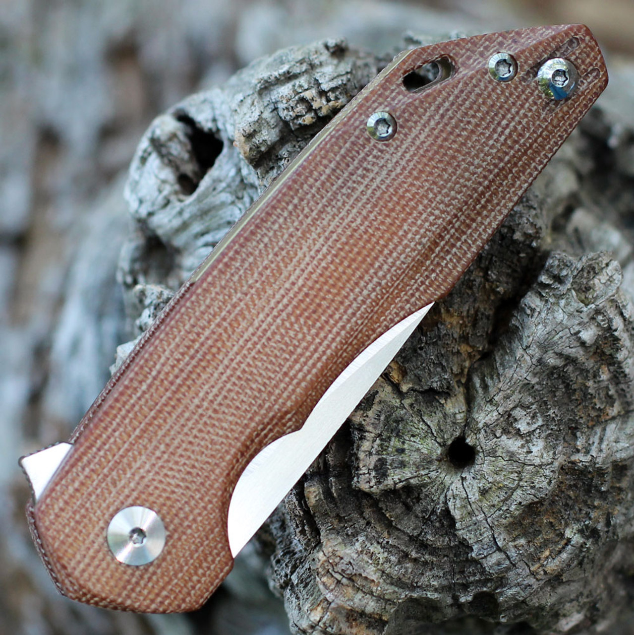 GiantMouse ACE Corta Folder - Natural Canvas Micarta (3" M390 SW)