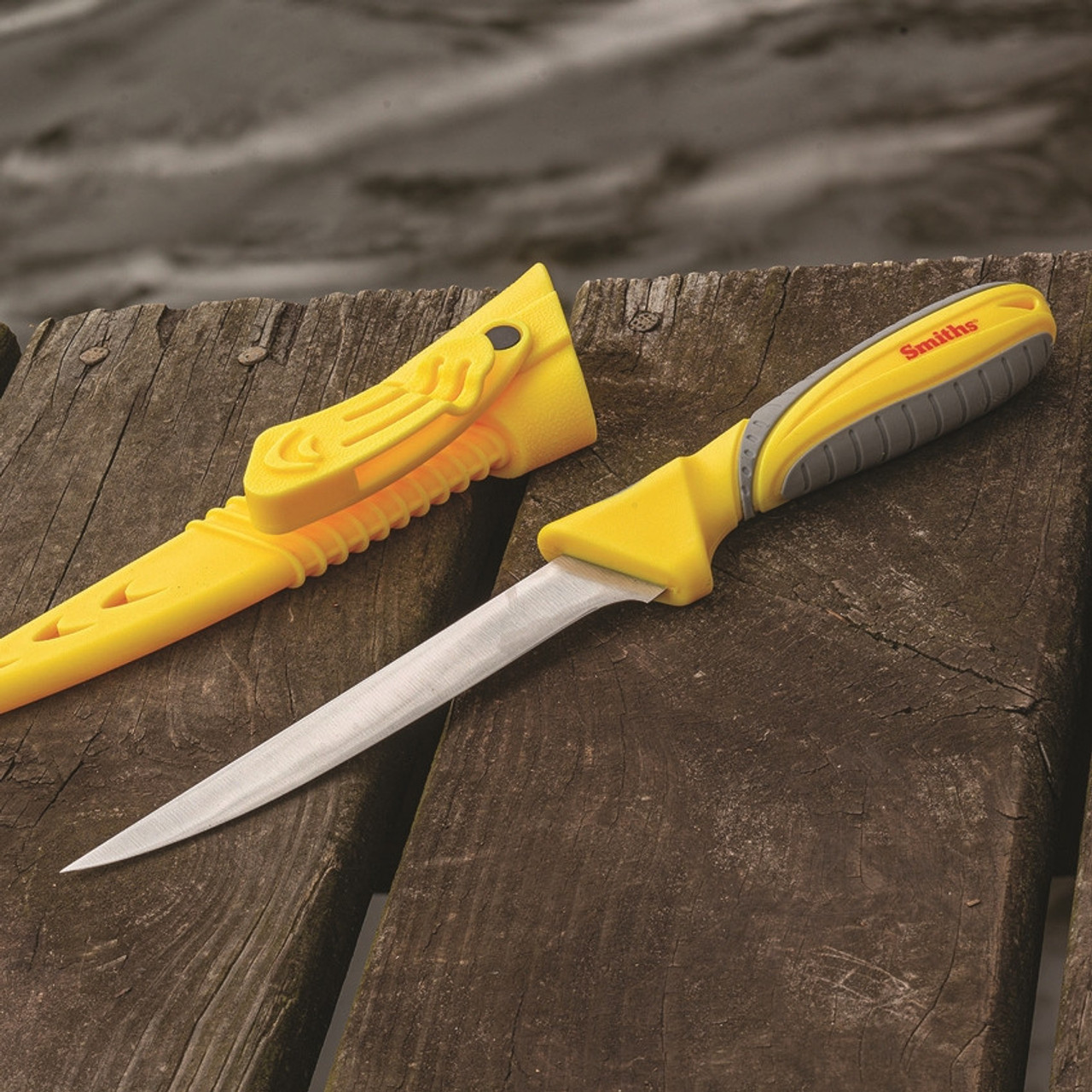 Smith's Sharpeners Mr. Crappie Fishing Combo - Yellow TPE (Pliers, Filet Knife, Scissors) 51232