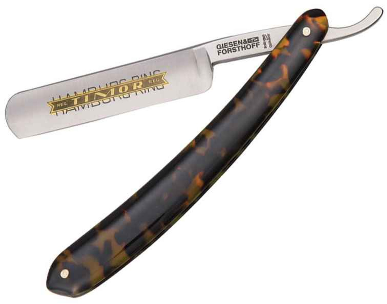 Timor Straight Razor 504, Brown/Beige Plastic Tortoise Handle, Carbon Steel 5/8