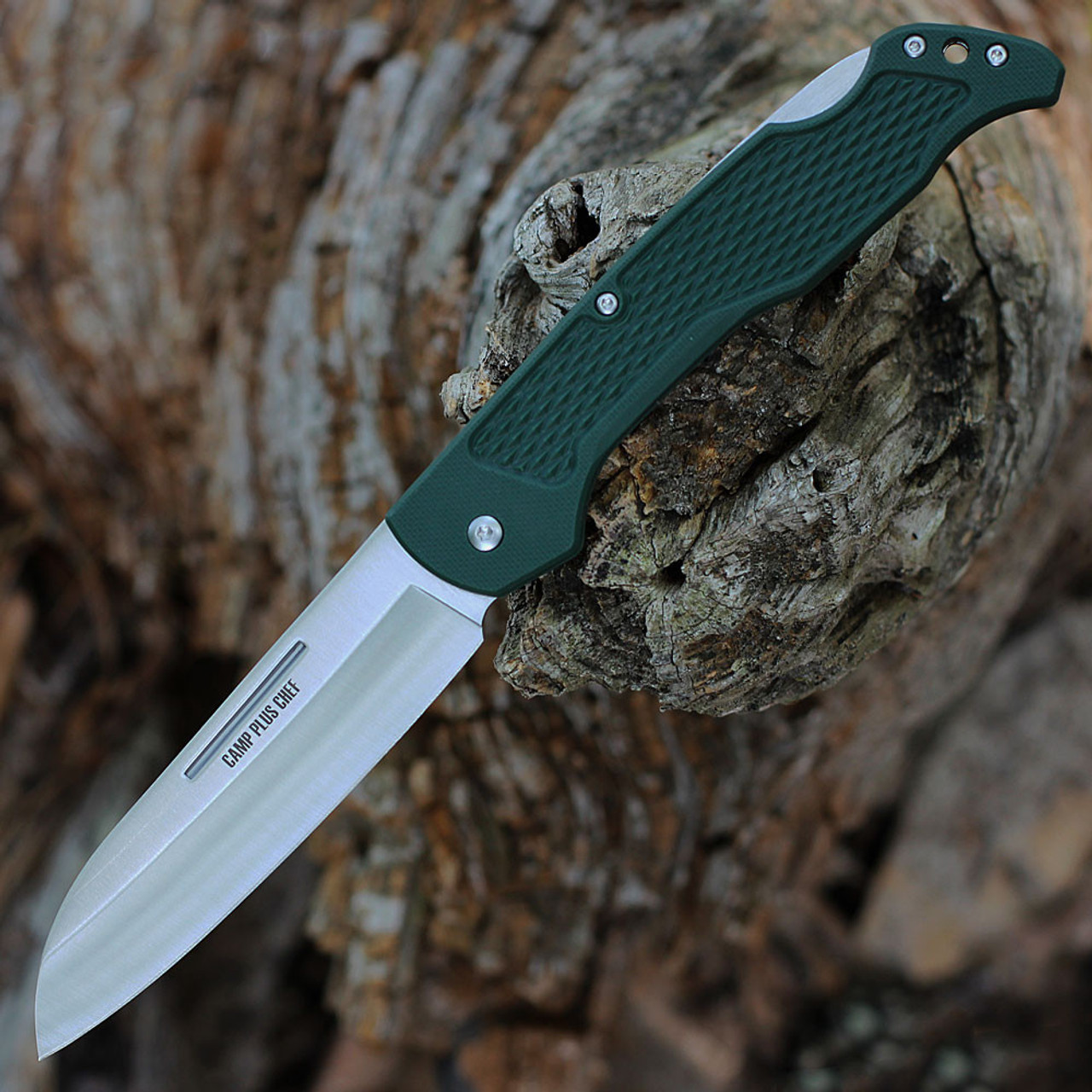 Ontario Camp Plus Folders Chef Knife - Dark Green GRN (4.3" Chef's Blade)
