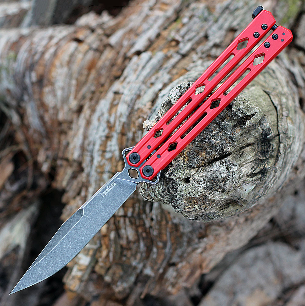 Kershaw Lucha 5150RDBW Butterfly Knife Red & BlackWash 14C28N