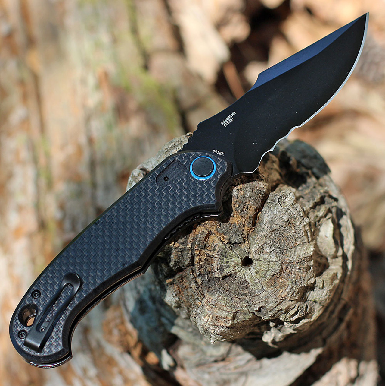 CRKT P.S.D. (Particle. Seperation. Device) Assisted Open Folding Knife (CR7920K) 3.63" 1.4116 Black Clip Point Partially Serrated Blade, Black Carbon Fiber Handle with Black G-10 Base