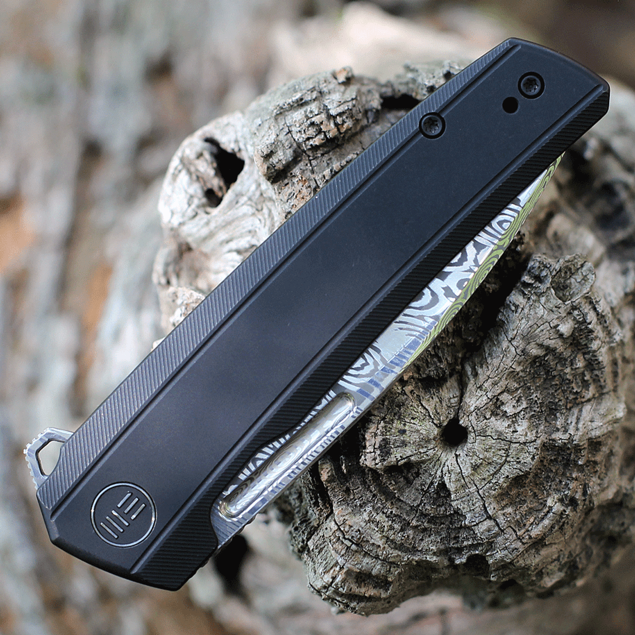 WE Knife Speedster Flipper - Blk Ti (3.5” Damasteel) - WE21021B-DS1