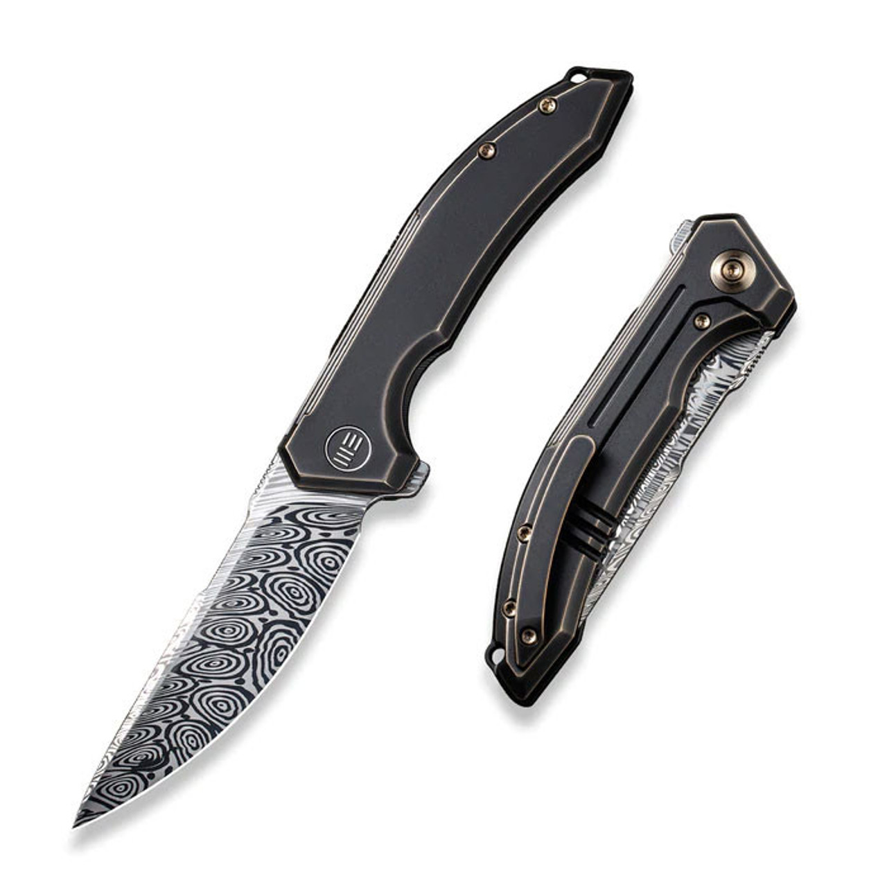 WE Knife Quixotic Flipper - Bronze/Blk Ti (3.45" Damasteel ) - WE21016-DS1