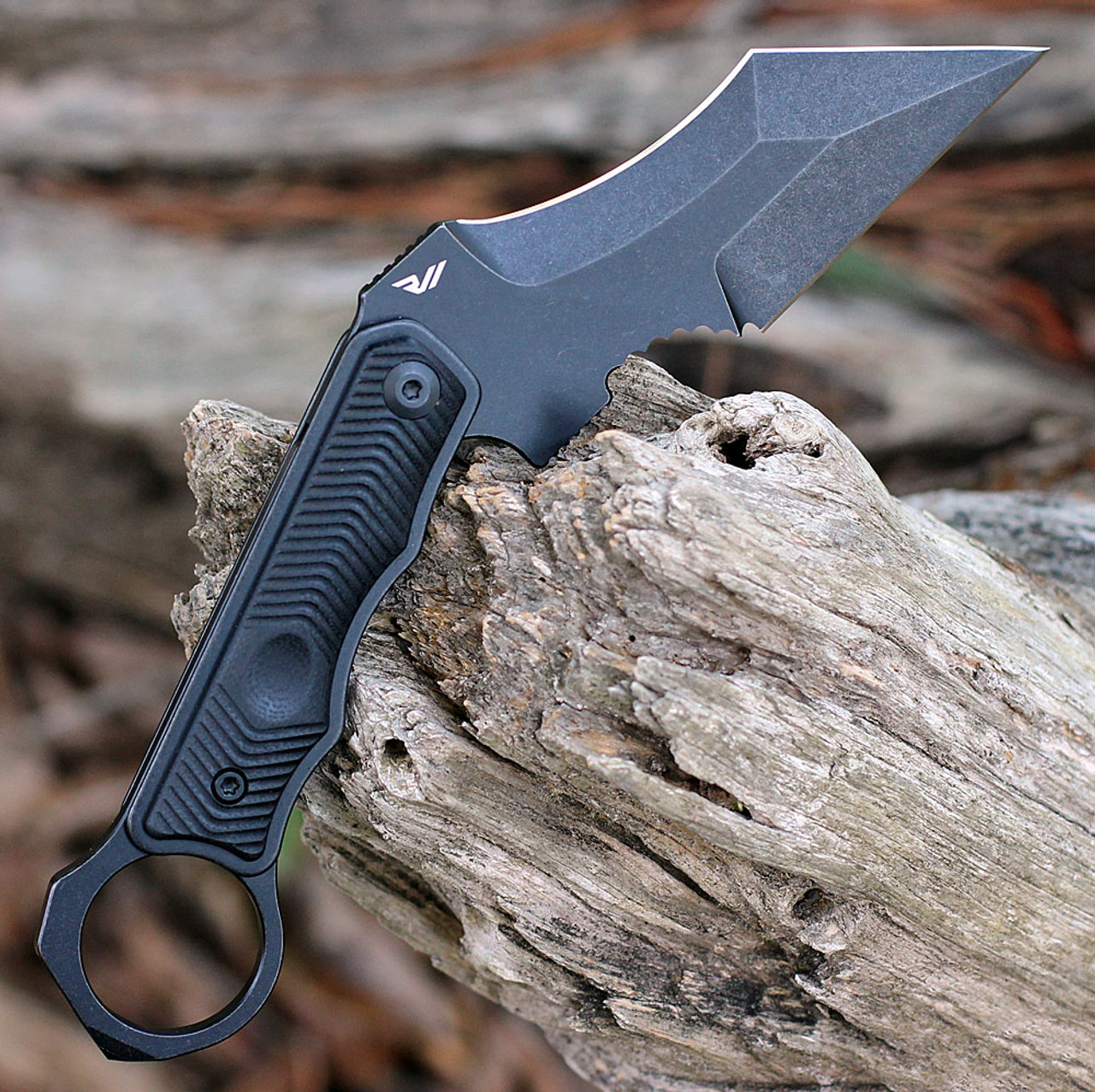 CIVIVI Orthos Fixed Blade Knife (C20037B-1)-3.76" Blackwash Nitro-V Karambit Blade, Black G-10 Handle