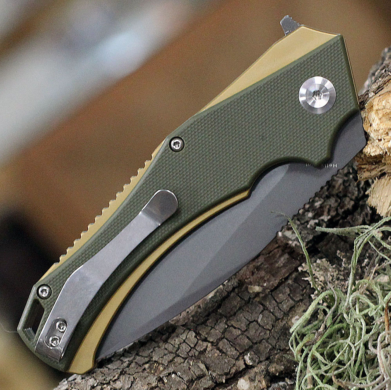 Kansept MINI Hellx Green G10 /Gold (3.2" D2 Gray) T2008A2