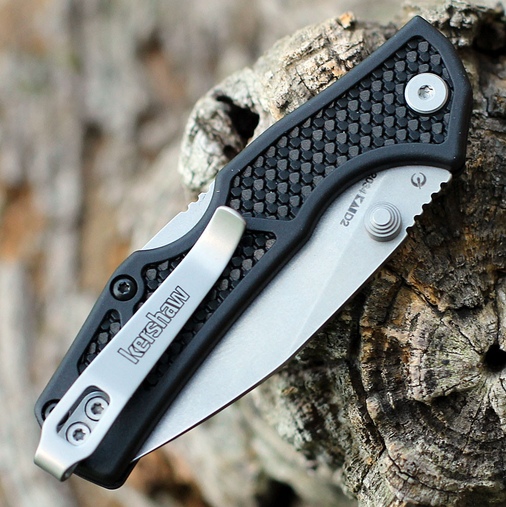Kershaw 2034 Debris highlighting the textured black GFN handle and mid-lock design.
