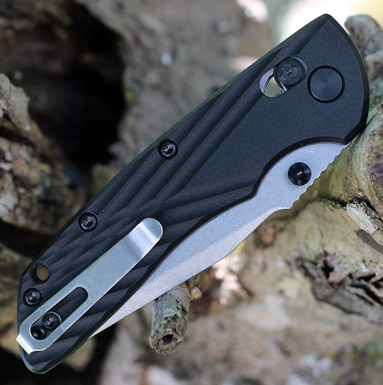 Hogue Deka Manual Folder  (HO24379) 3.25" CPM MagnaCut Stonewashed Clip Point Plain Blade, Black Polymer Handle, Ambidextrous ABLE Lock