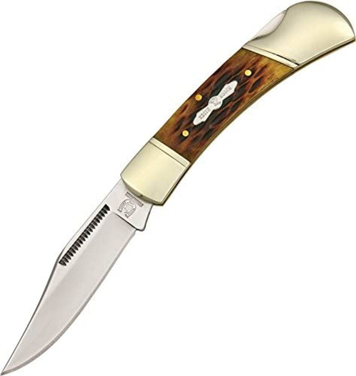 Rough Ryder Amber Jigged Bone Lockback - RR193 (3" 440 SS)