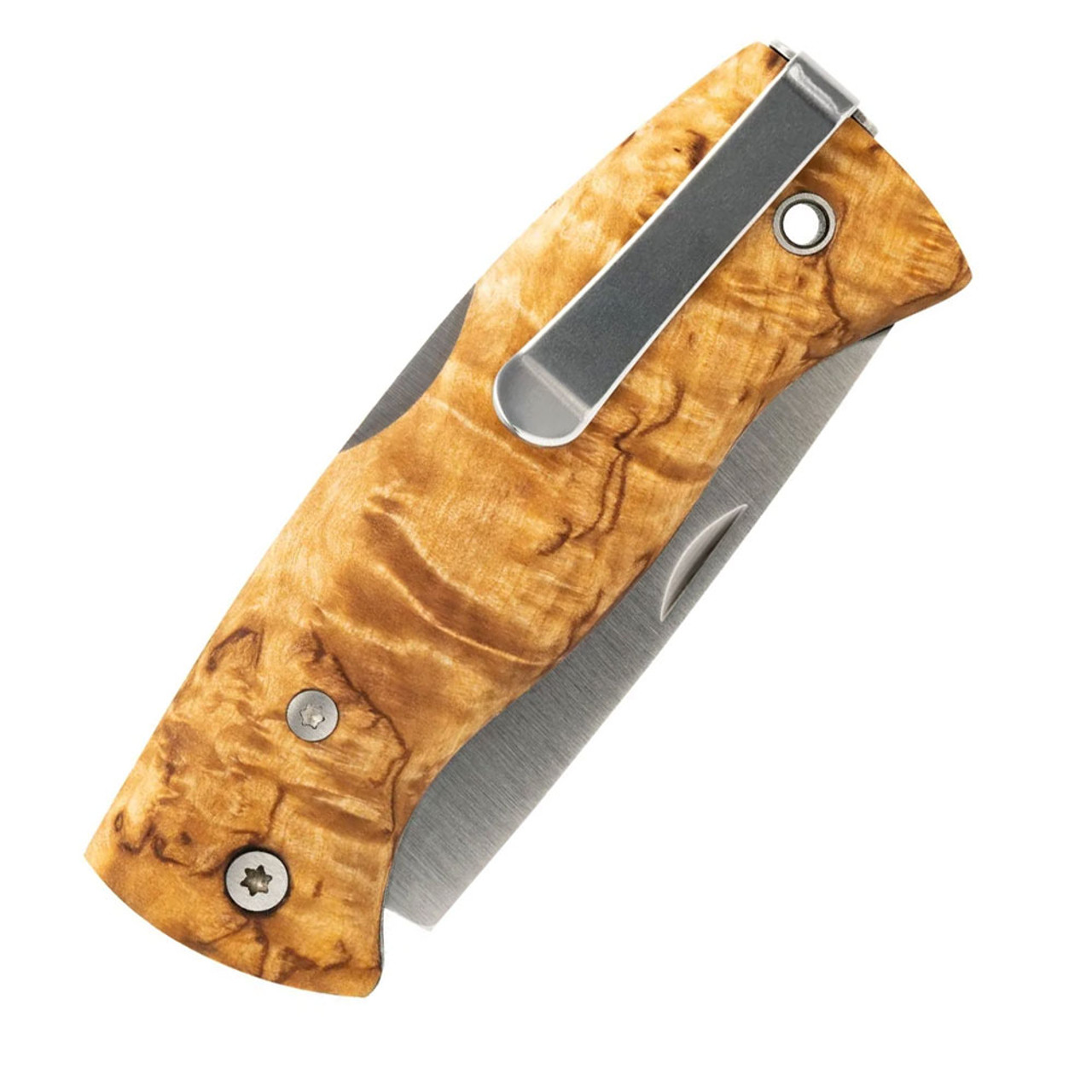 Helle Nipa Folding Knife - Curly Birch w/Clip (2.75" 12C27 SS) - NIPA