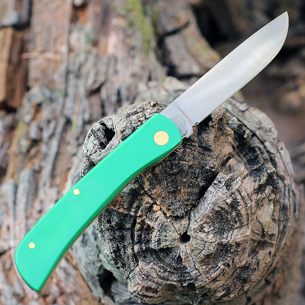 Eye Brand Carl Schlieper Clodbuster Jr Green (GE99JRG) - 3" Solingen Carbon Steel Satin Finish Drop Point Blade, Green Handle