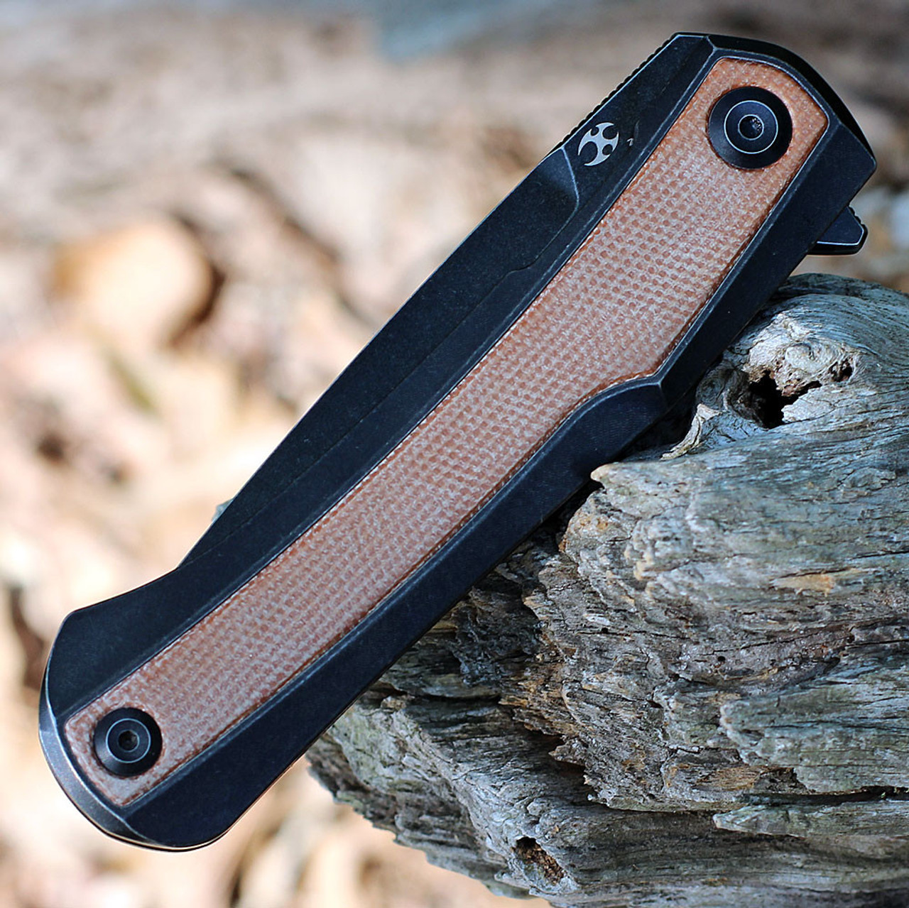 Kansept Kratos Flipper - TI / BRN Micarta (3.79" CPM-S35VN) K1024A8