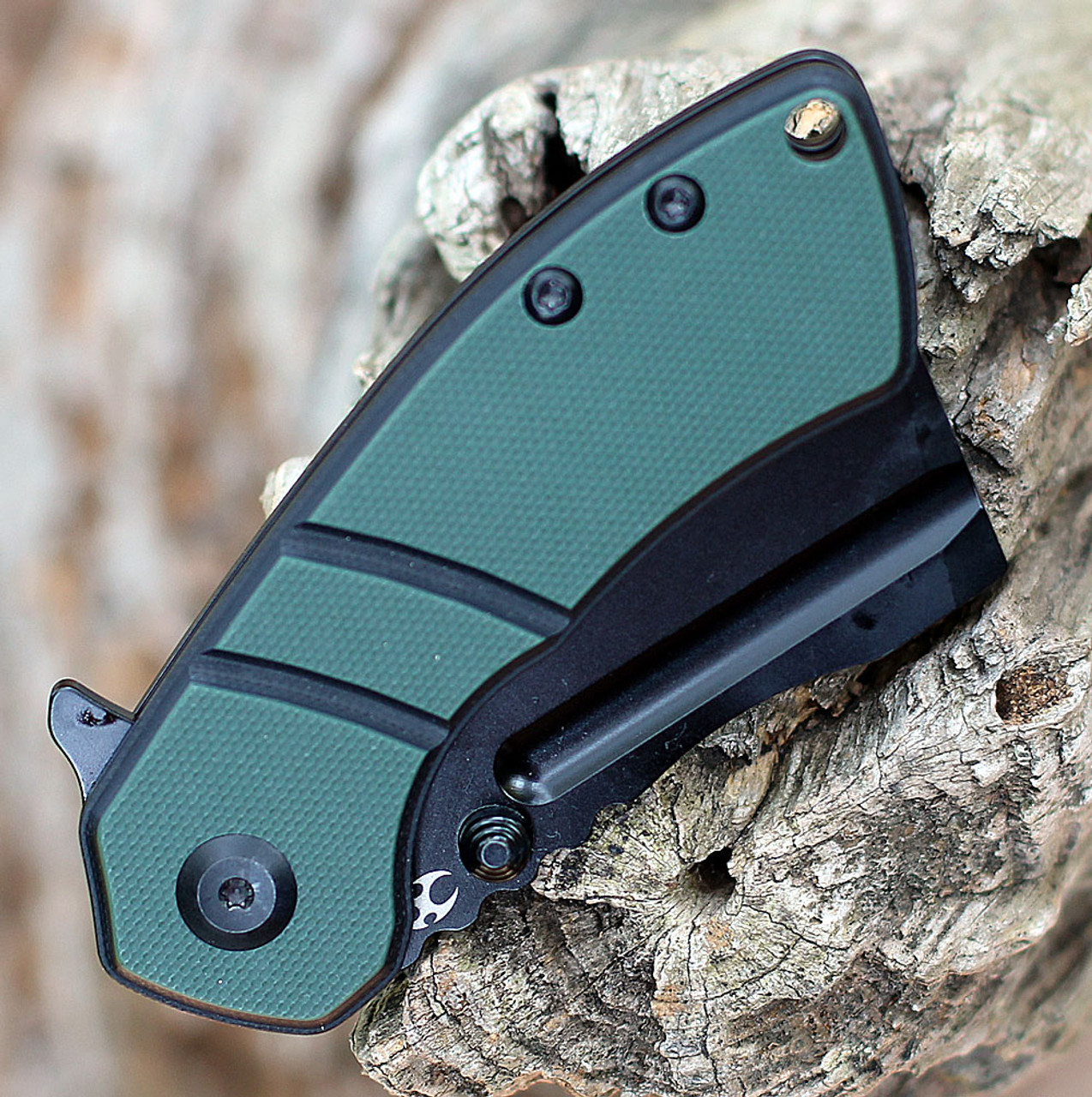 Kansept Korvid M Flipper - Green G10 (2.45" Blk 154CM) T2030A1