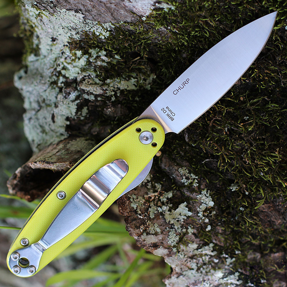 BRK Churp BRKC5 D2 Satin Spear Point Blade Open Detail View