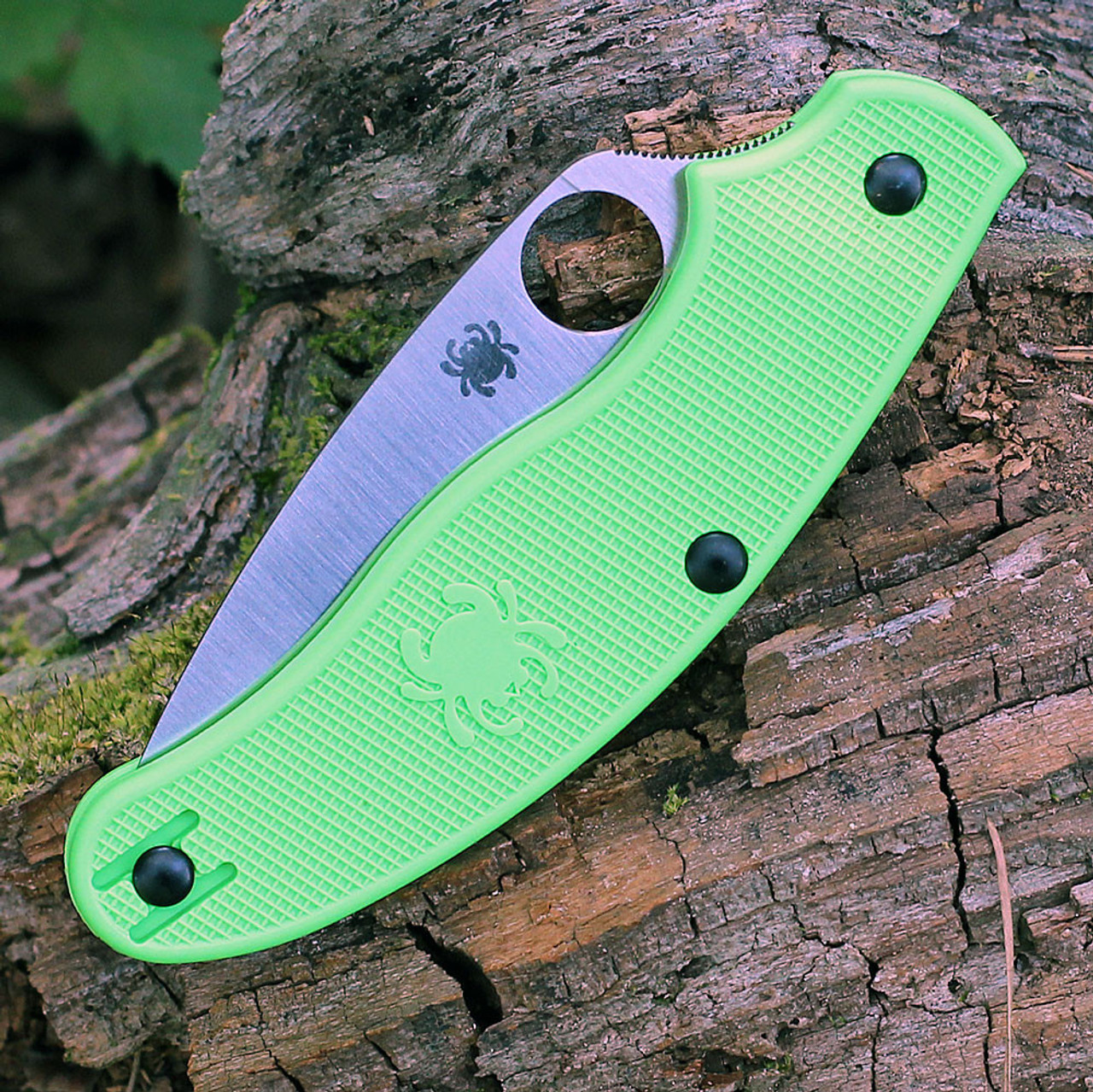Spyderco UK Penknife Salt Green FRN (3" LC200N Satin Plain) C94PGR