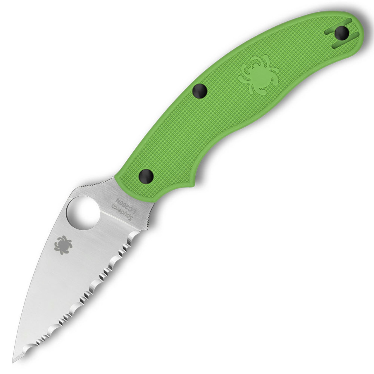 Spyderco UK Penknife Salt Green FRN (3" LC200N Satin Serrated) C94SGR