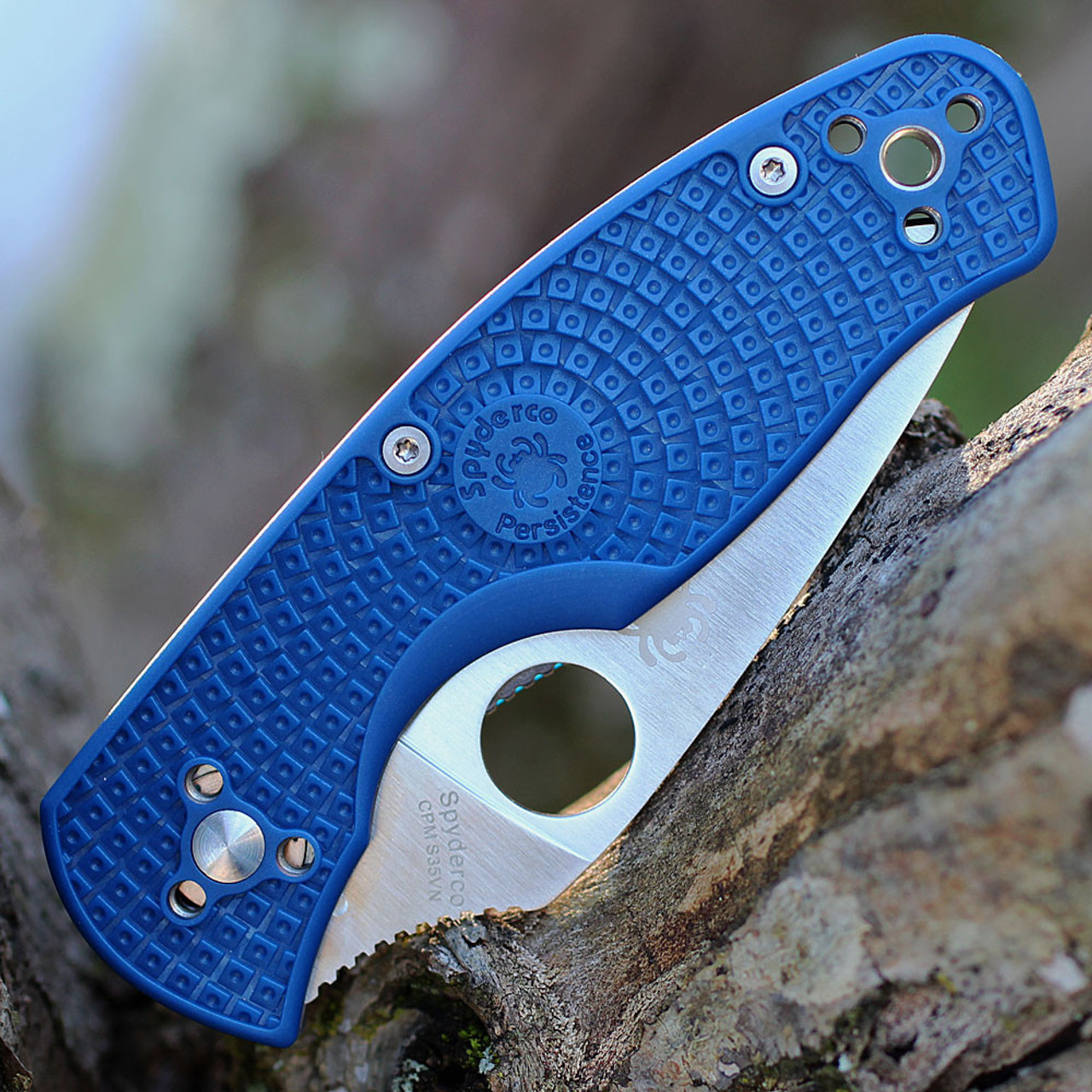 Spyderco Persistence Lightweight (C136PBL) - 2.75" CPM-S35VN Satin Plain Drop Point Blade, Blue FRN Handle