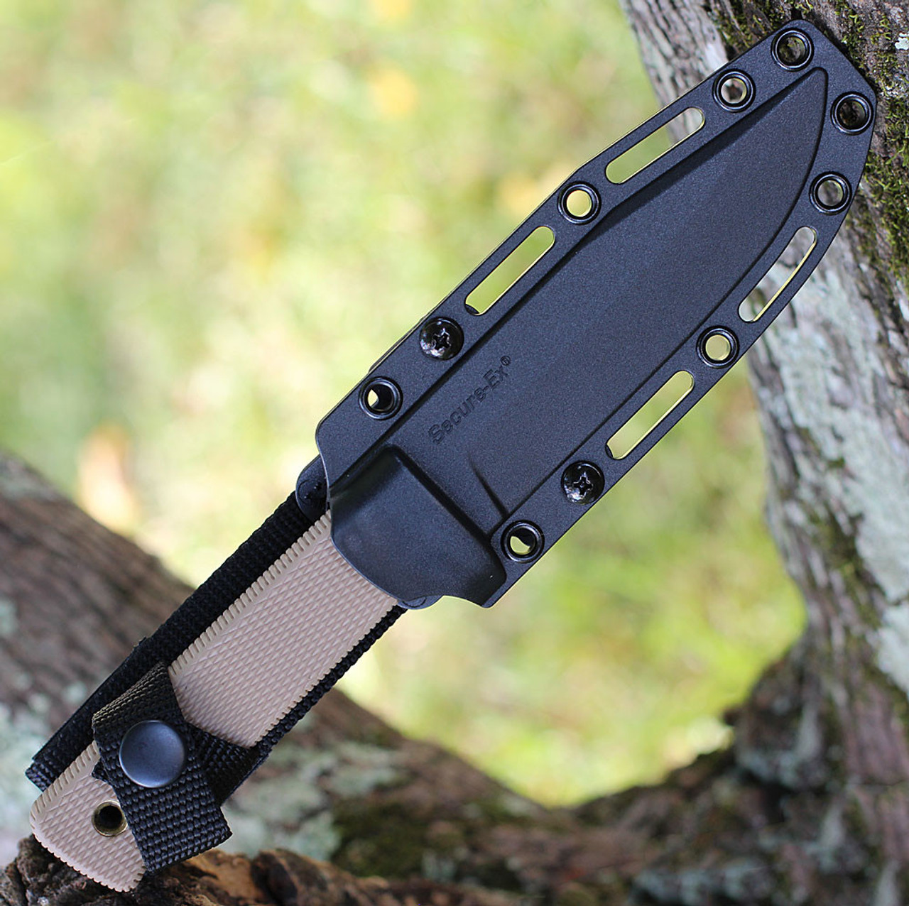 Cold Steel SRK (CS49LCKDDTBK) 5" SK-5 Black Tuff-Ex Clip Point Plain Blade, Desert Tan Kray-Ex Handle w/Secure Ex Sheath