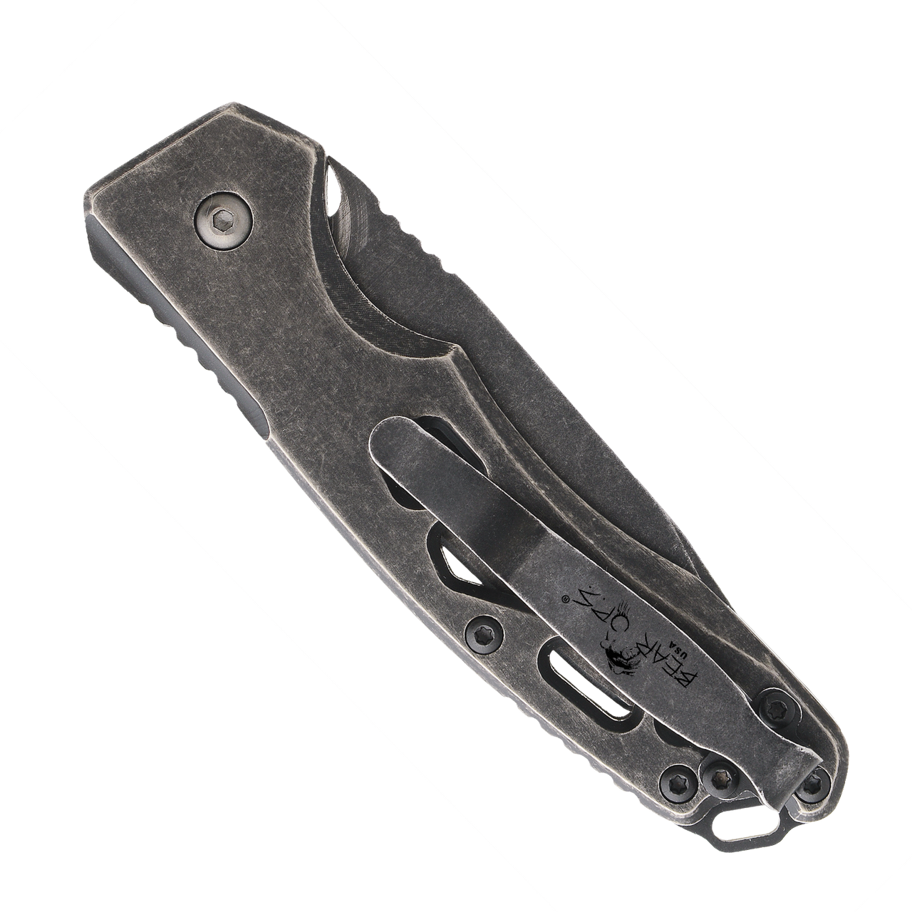 Bear Ops Bold Action XI Button Lock Automatic Knife ( BCAC1200TISW) - 2.87" 154CM Stainless Tanto Blade, Black Stonewash Titanium Handle