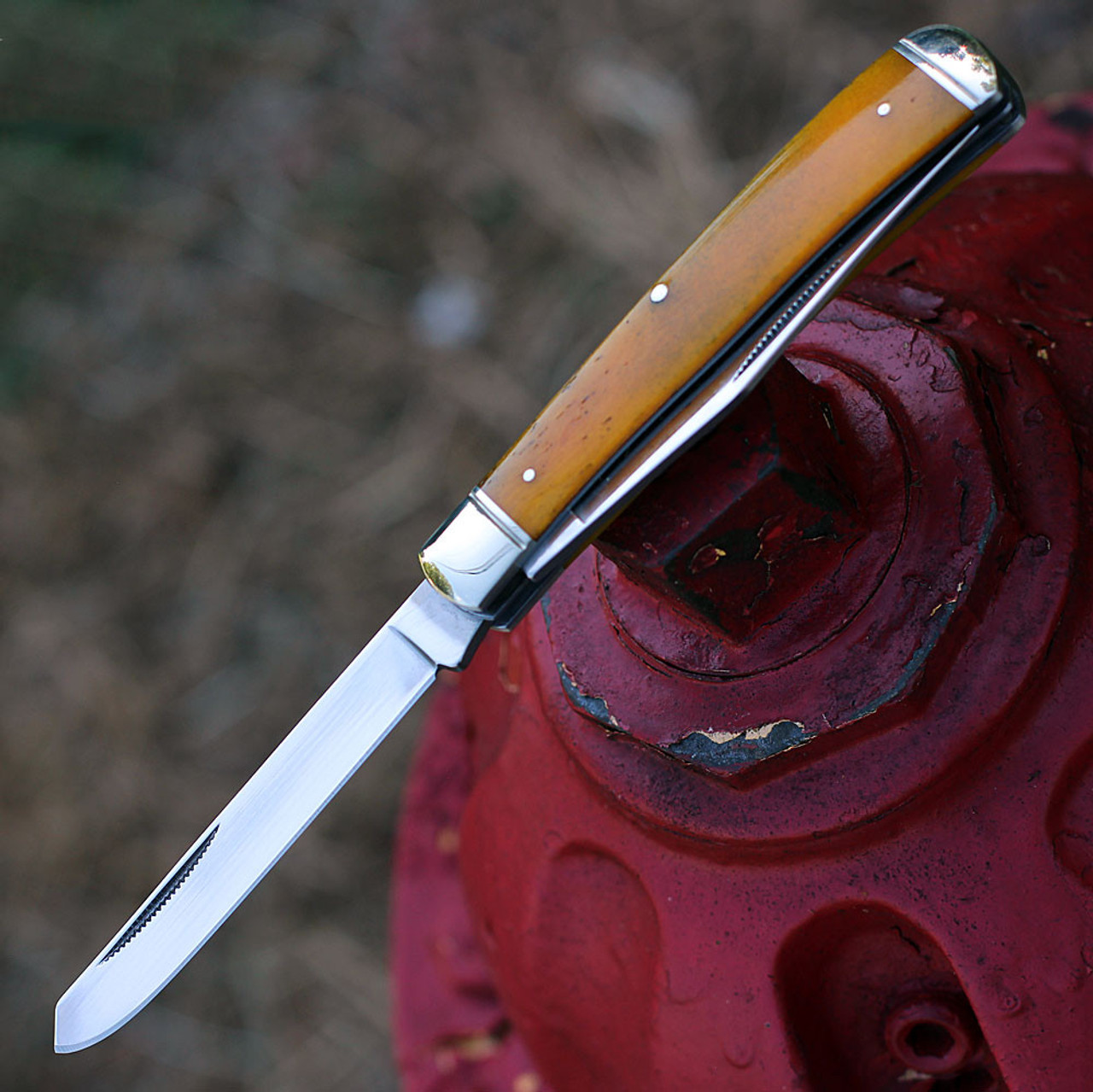 Cold Steel Trapper (CS-FL-TRPR-Y) - 8Cr13MoV Stainless Steel Satin Clip and Spey Blades, Yellow Bone Handle