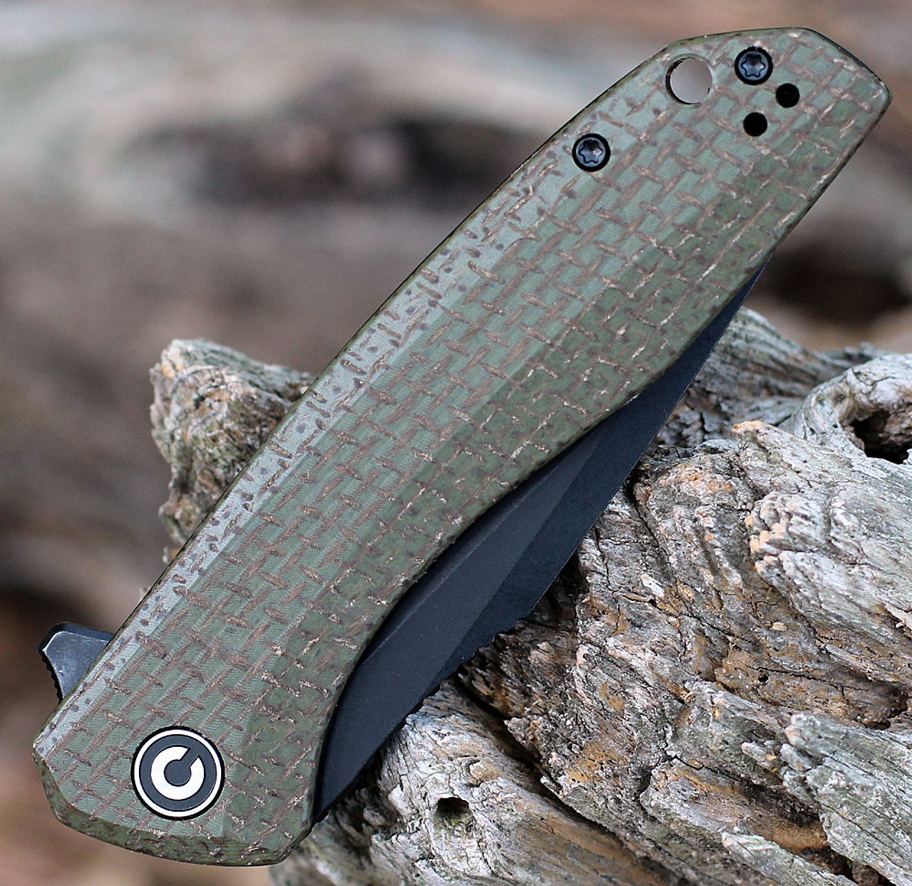 CIVIVI Baklash Flipper - Green Micarta (3.50" 9Cr18MoV Blk SW) C801K