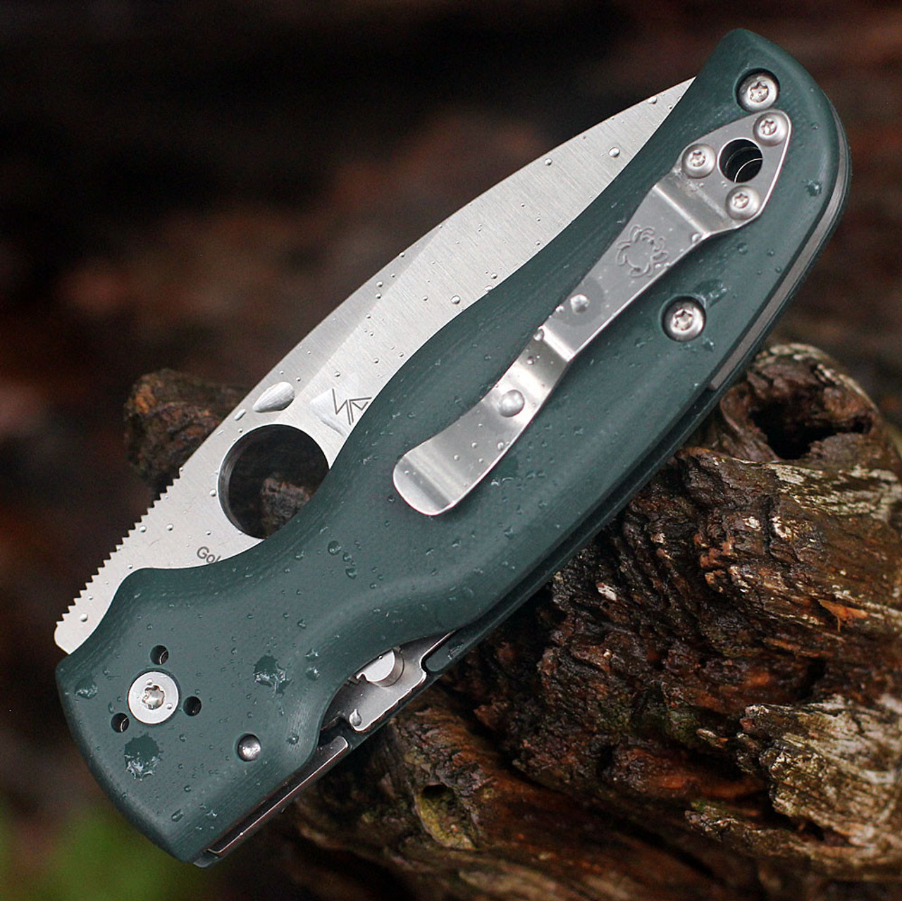 pyderco Shaman KnifeWorks Exclusive C229GPDGR-3.58in CTS 204P Satin Plain Blade, Forest Green G-10 Handle