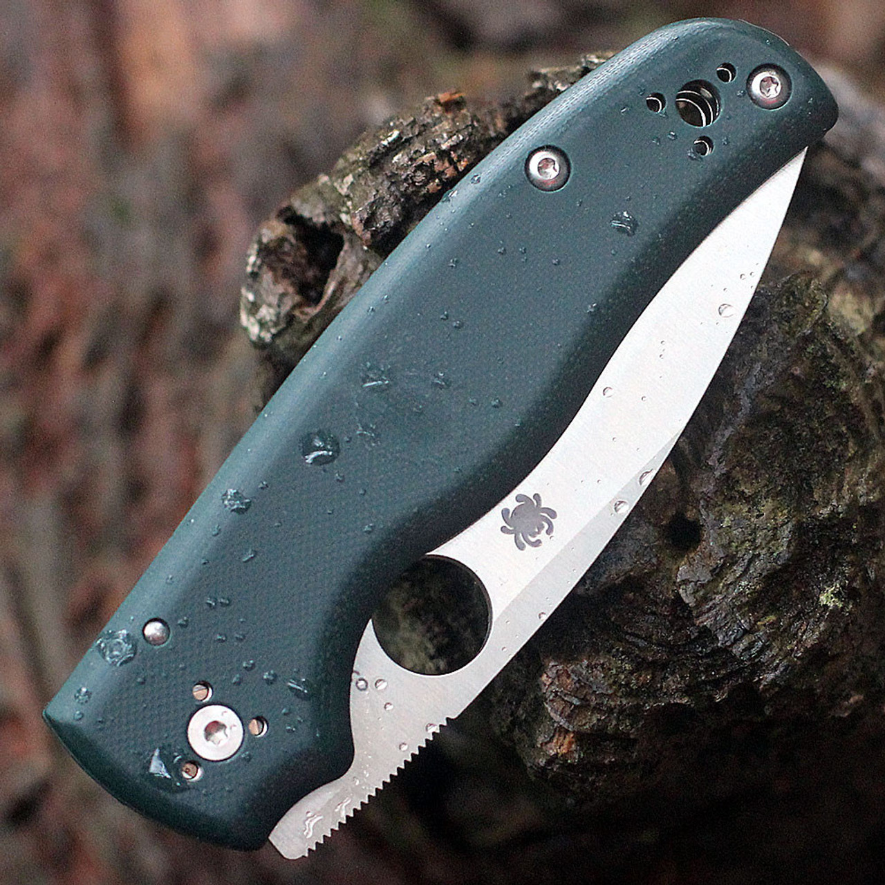 Spyderco Shaman C229GPDGR closed smooth forest green G-10 handle