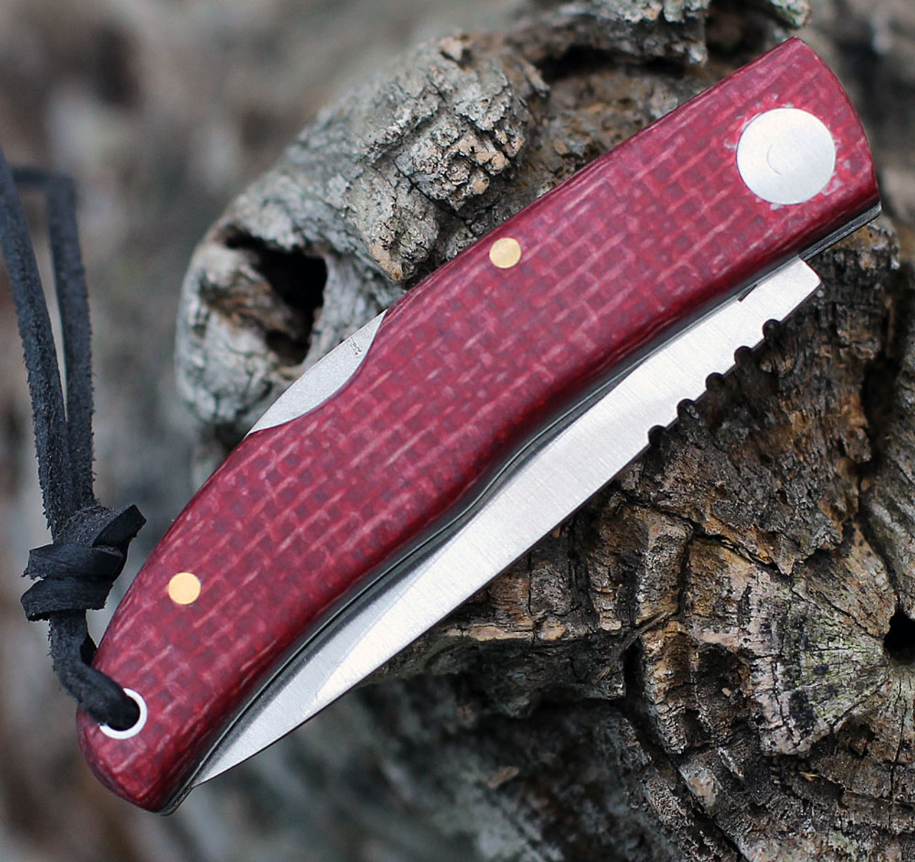 Castillo Listo (C4SRM) 2.5" Sandvik 14C28N Satin Drop Point Blade, Chili Red Micarta Handle