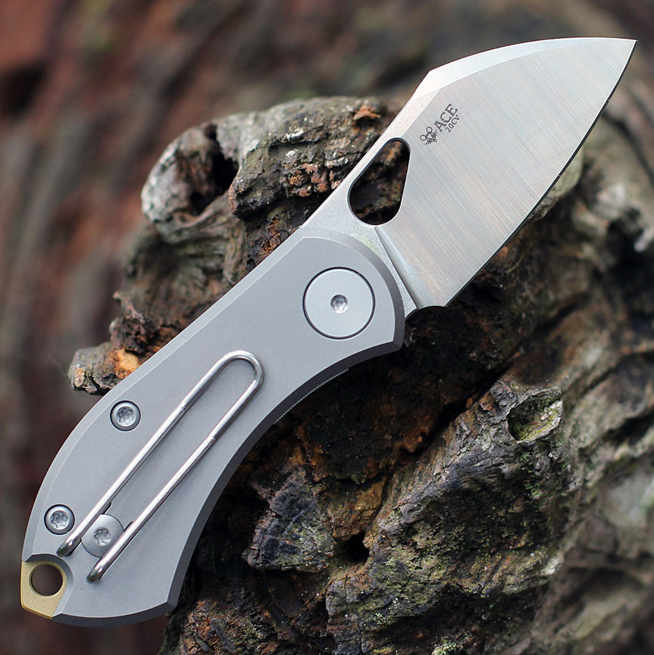 GiantMouse ACE Nibbler (NIBBLER-TITANIUM) - 2.00in 20CV Satin Plain Blade, Titanium Handle