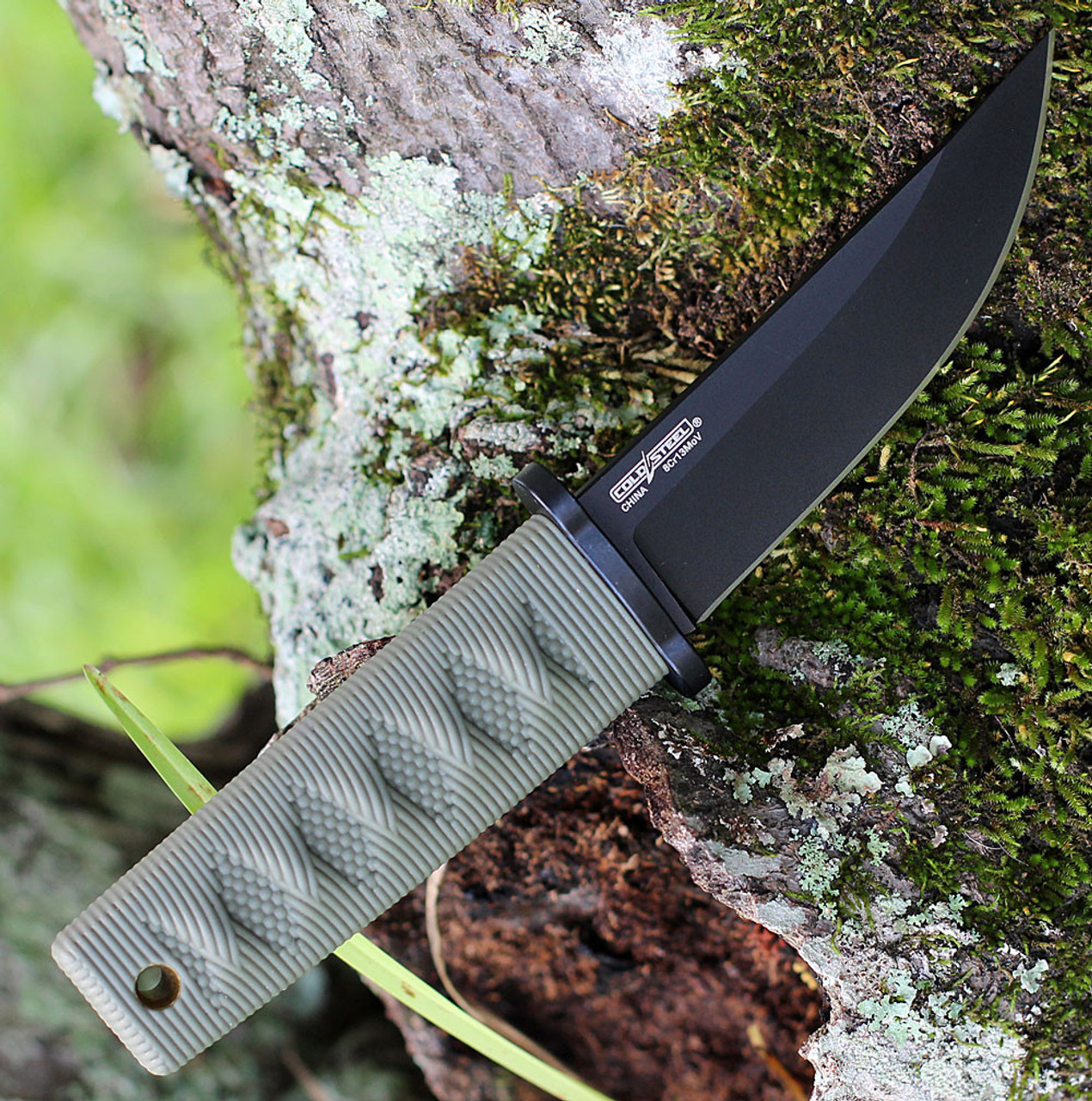 Cold Steel Mini Japanese Reinforced Point (CS17DBODBK) 3.37" Black 8Cr13MoV Stainless Steel Straight Back  Blade, Olive Drab Kray-Ex Handle