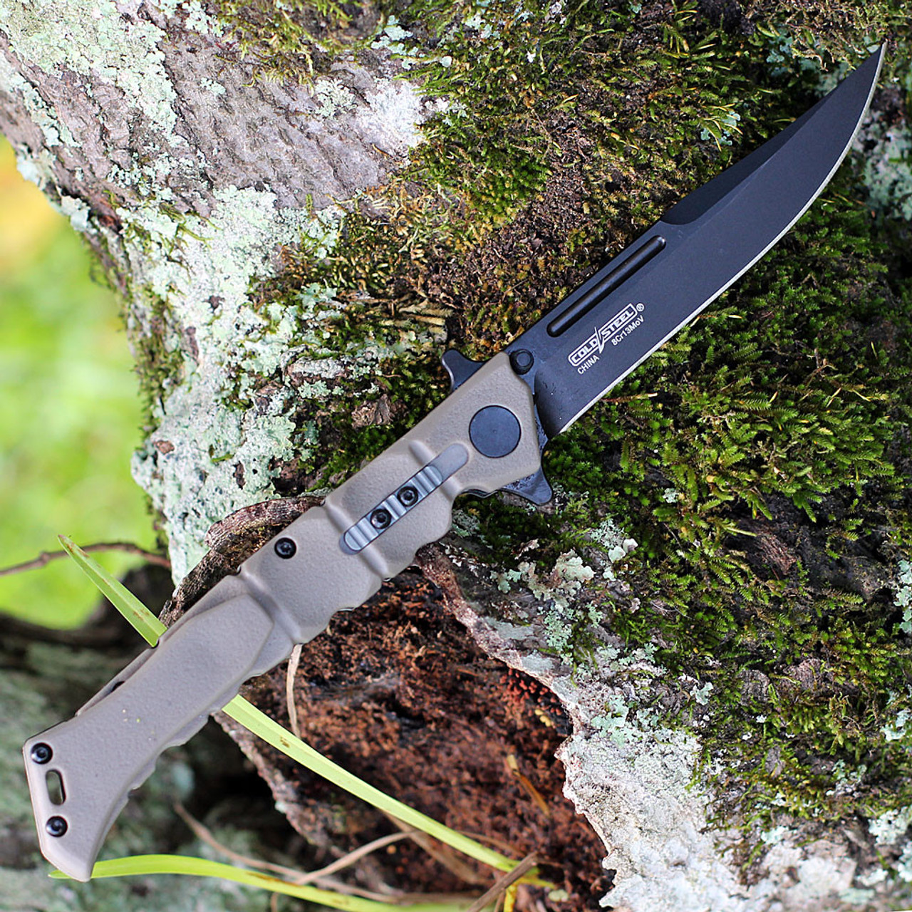 Cold Steel Medium Luzon (CS20NQLDEBK) 4 inch Black 8Cr13MoV Clip Point Plain Blade, Dark Earth GFN Handle