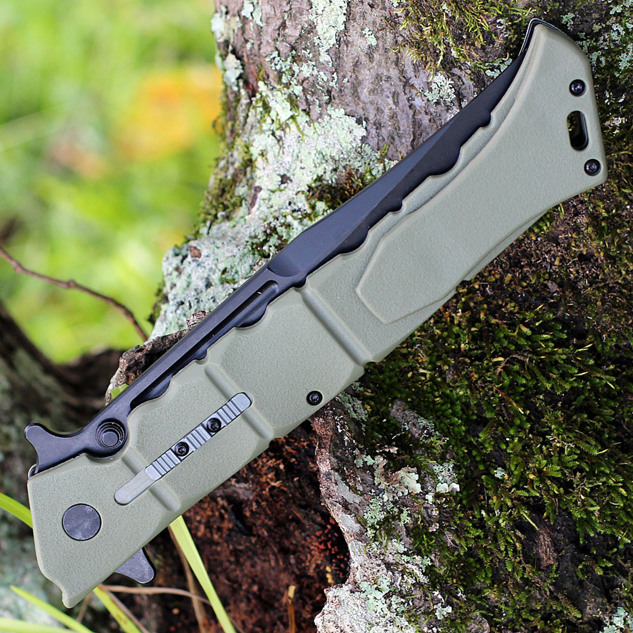 Cold Steel Large Luzon (CS20NQXODBK) 6 inch Satin 8Cr13MoV Clip Point Plain Blade, Olive Drab GFN Handle