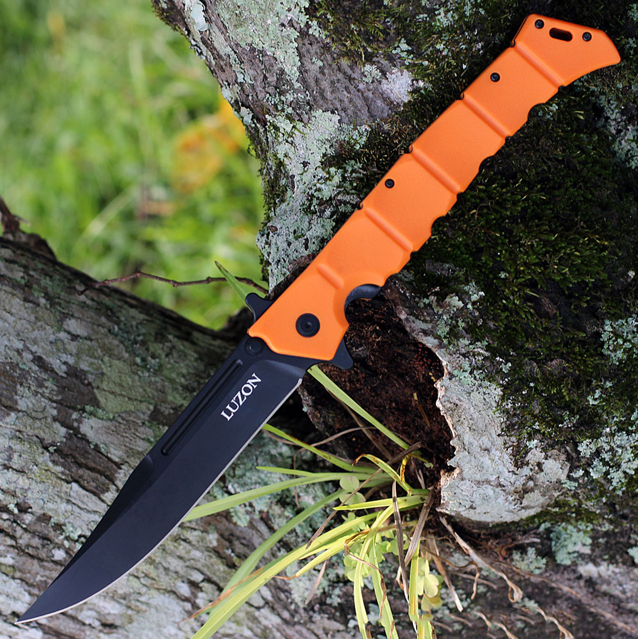 Cold Steel Large Luzon (CS20NQXORBK) 6 inch Black 8Cr13MoV Clip Point Plain Blade, Orange GFN Handle