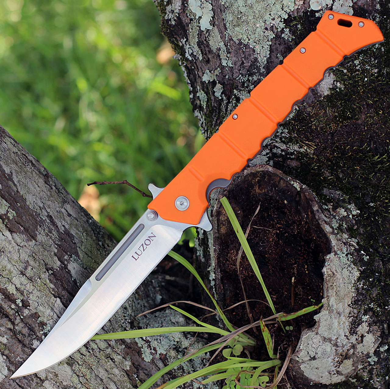 Cold Steel Large Luzon (CS20NQXORST) 6 inch Satin 8Cr13MoV Clip Point Plain Blade, Orange GFN Handle