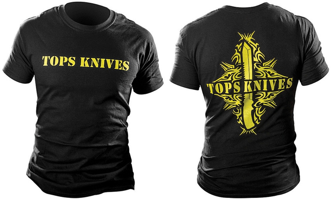 Tops Knives Tribal Art  Yellow T-Shirt-Black, X-Large (TPTSYBTAXL)