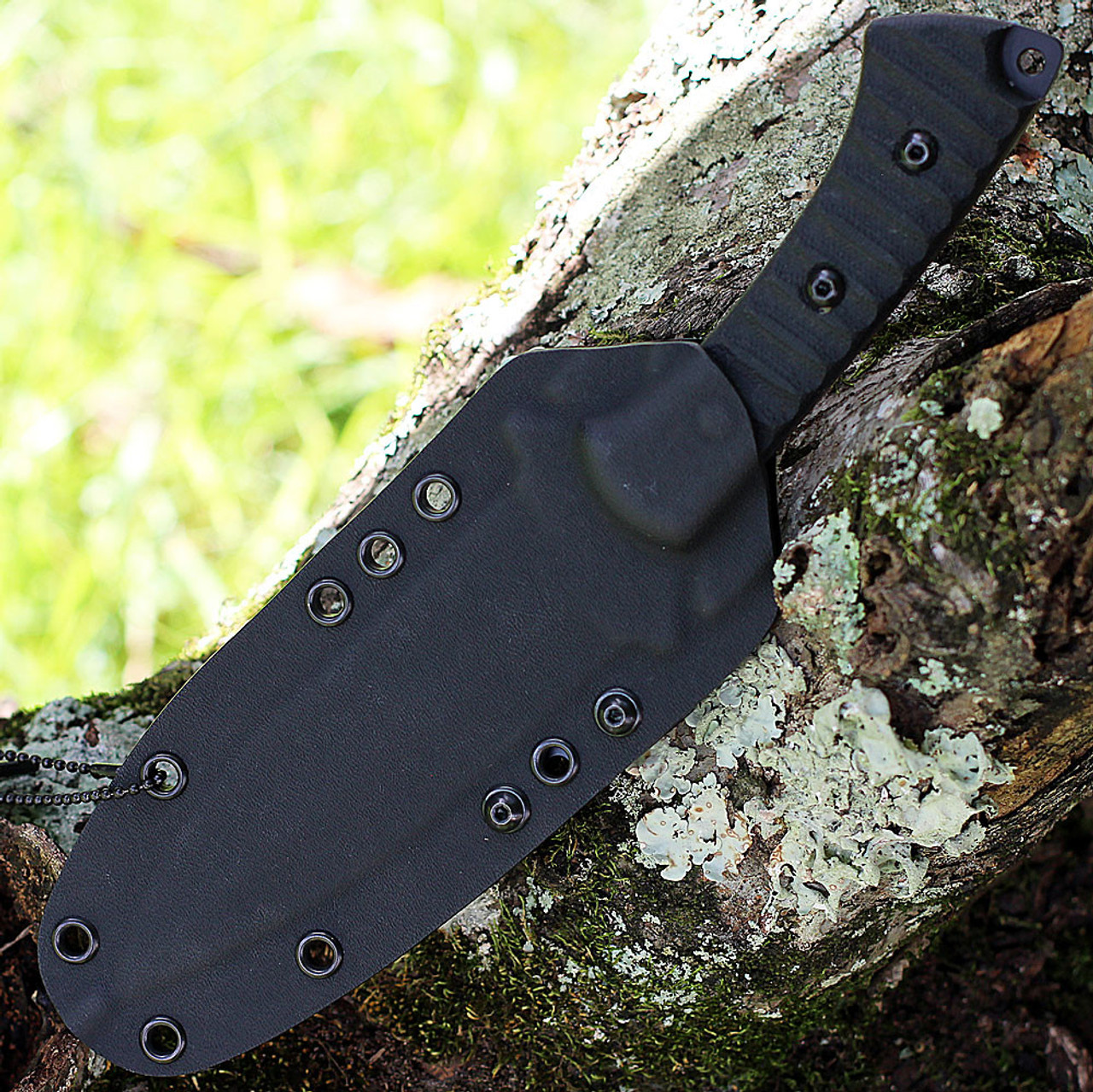 Tops Knives Szabo Express Single Edge (TPSZEX01) 5.63" Black Coated 1095 Dagger Style Single Edge Plain Blade, Black Micarta Handle