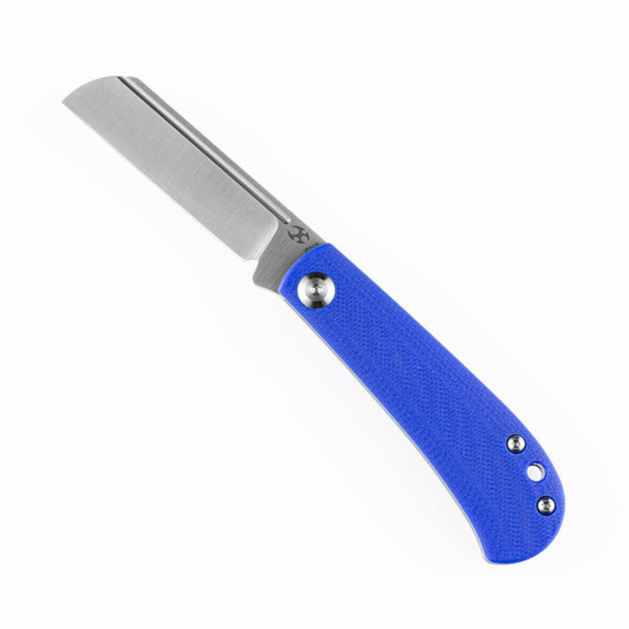 Kansept Knives Bevy Slip Joint (T2026F5) 2.9" Satin 154CM Sheepsfoot Plain Blade, Blue G-10 Handle