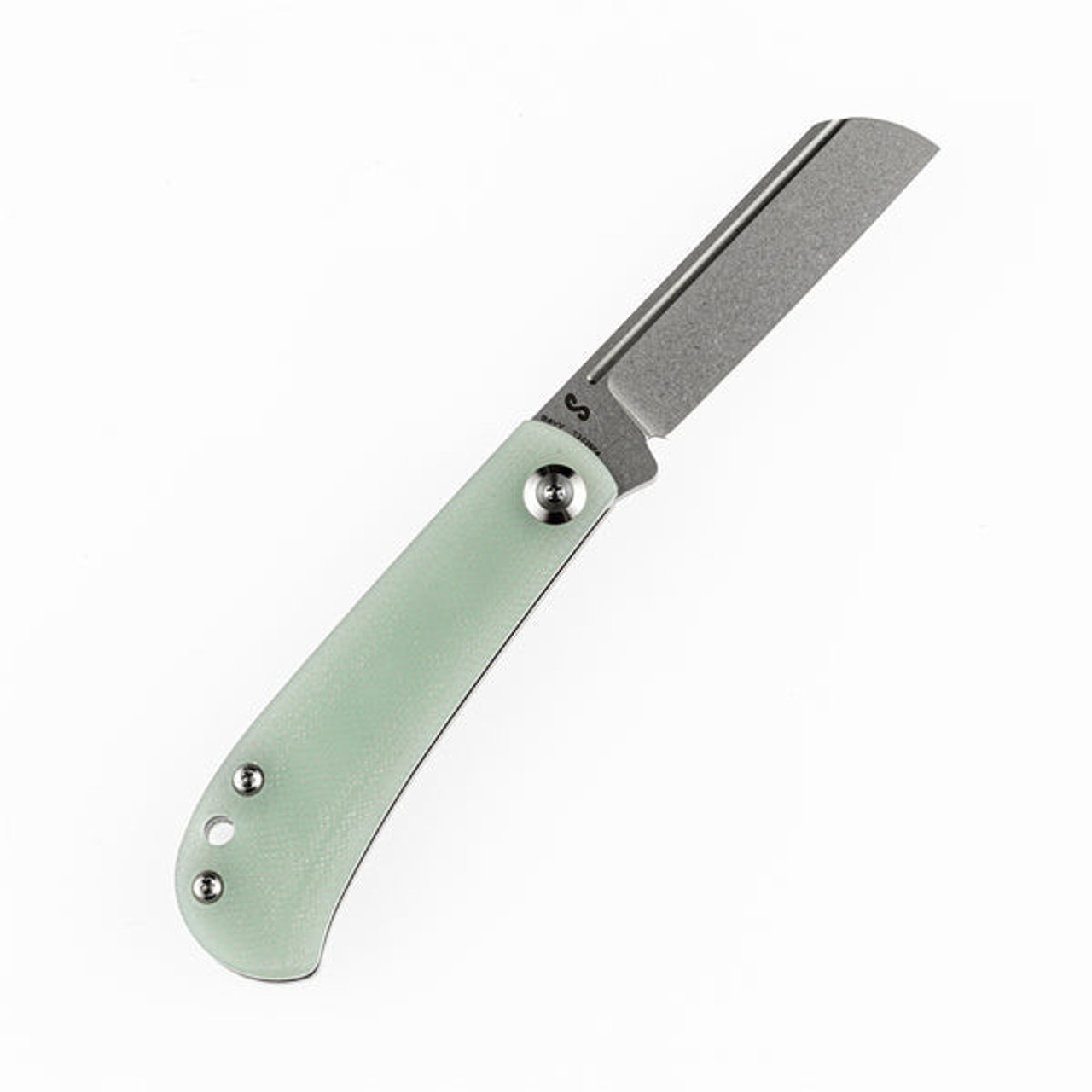Kansept Knives Bevy (T2026F4) 2.49" 154CM Satin Sheepsfoot Plain Blade, Jade G-10 Handle