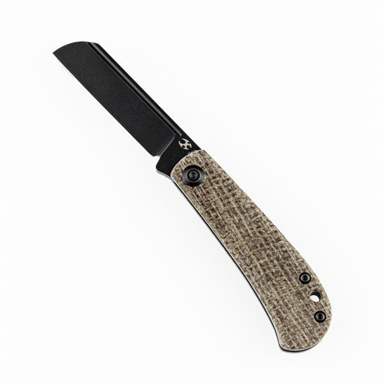 Kansept Knives Bevy (T2026F3) 2.49" 154CM Black TiCn Coated and Stonewashed Sheepsfoot Plain Blade, Brown Micarta Handle