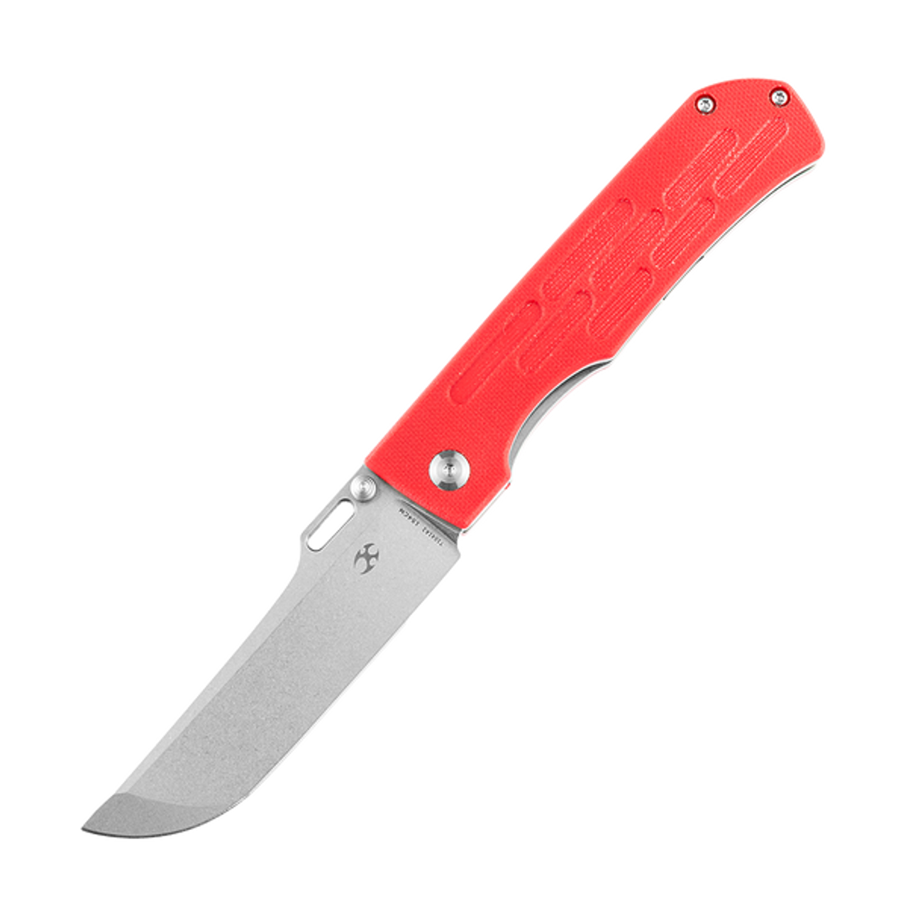 Kansept Knives Reedus (T1041A2) 3.5" Stonewashed 154CM Clip Point Plain Blade, Red G-10 Handle