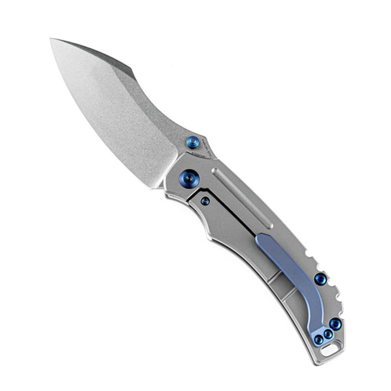 Kansept Knives Pelican EDC Left Handed (K1018L3) 3.0" Stonewashed S35VN Drop Point Plain Blade, Stonewashed Titanium Handle