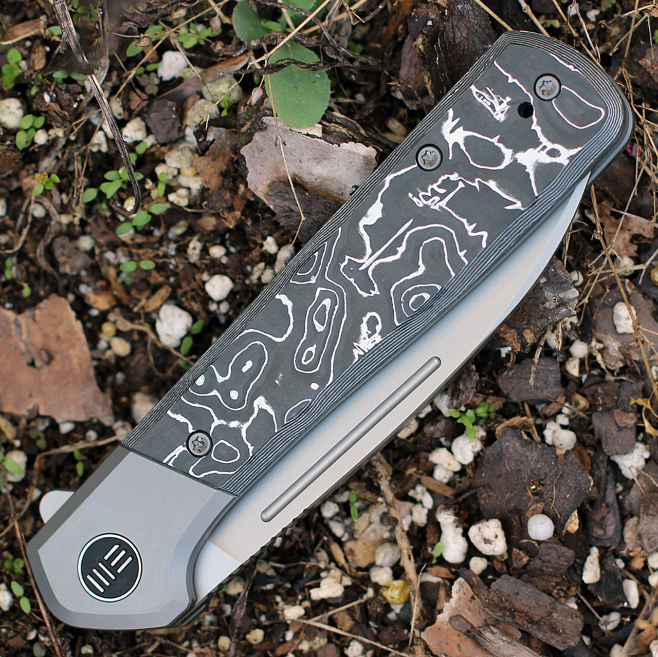 WEKNIFE Soothsayer Flipper  (WE200503) 3.48" CPM20CV Drop Point Plain Blade, Titanium and Aluminum Foil Carbon Fiber Handle