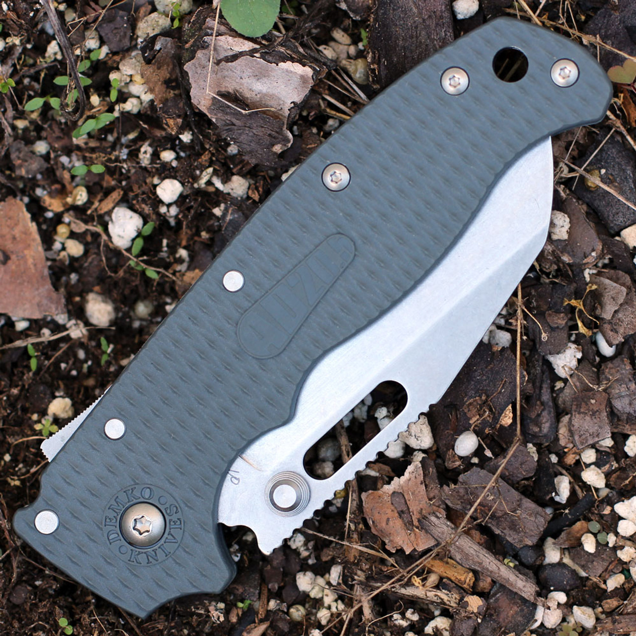Demko Knives AD20.5 Shark Lock - 3.25" AUS-10A Stonewashed Shark Foot Blade, Gray Textured Grivory Handle